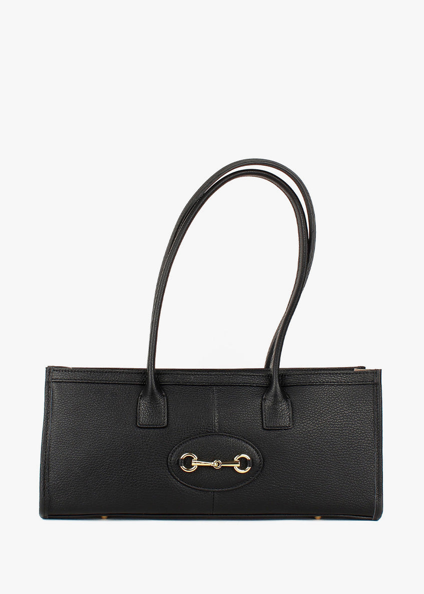 Bolso de mano de piel italiana Negro 4088-05-32