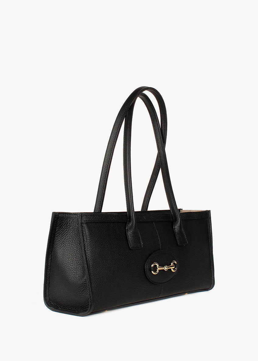 Bolso de mano de piel italiana Negro 4088-05-32