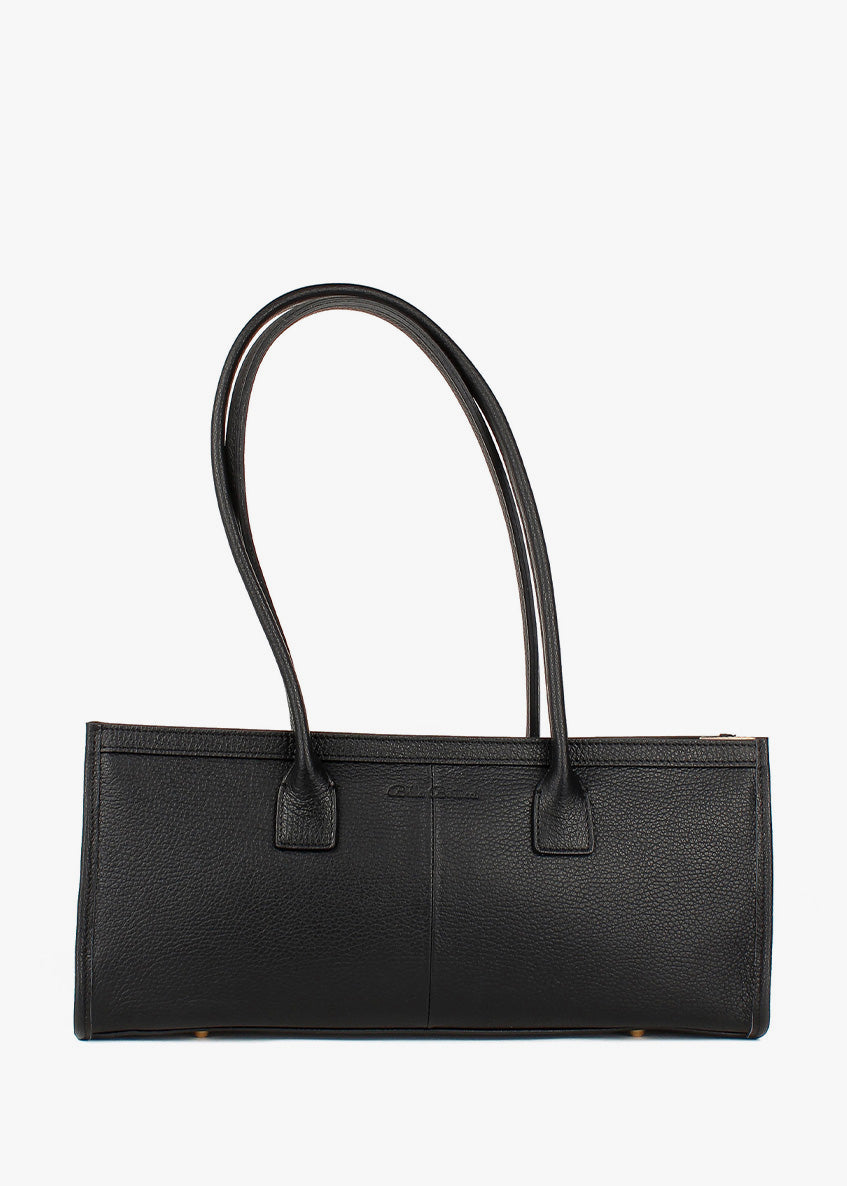 Bolso de mano de piel italiana Negro 4088-05-32