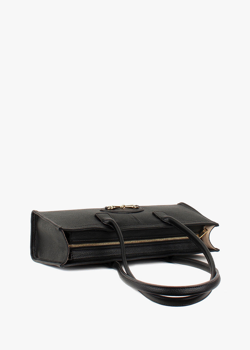 Bolso de mano de piel italiana Negro 4088-05-32