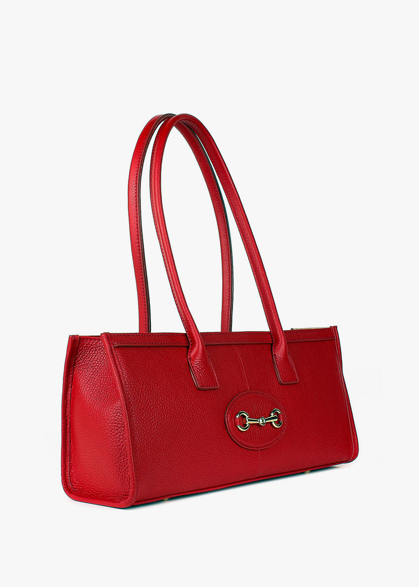 Bolso de mano de piel italiana Rojo 4088-13-32