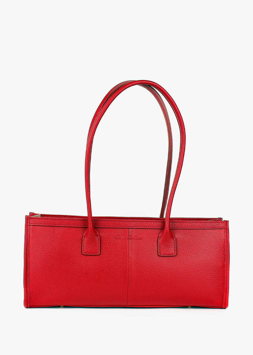 Bolso de mano de piel italiana Rojo 4088-13-32