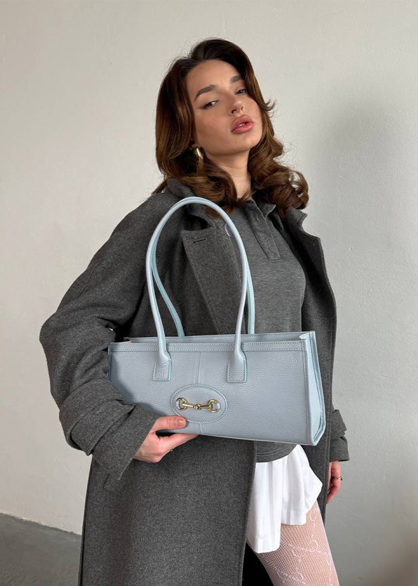 Bolso de mano de piel italiana Блакитний 4088-17-32