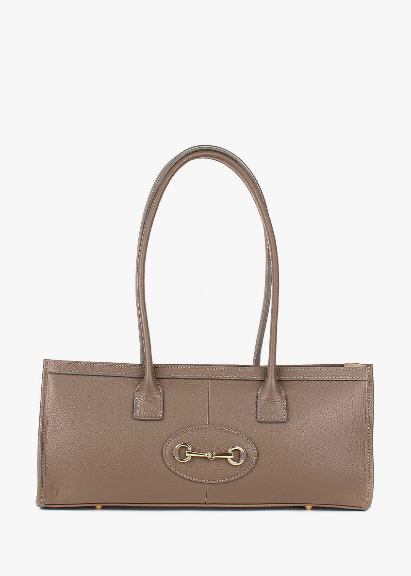 Bolso de mano de piel italiana Gris, Marrón 4088-104-32