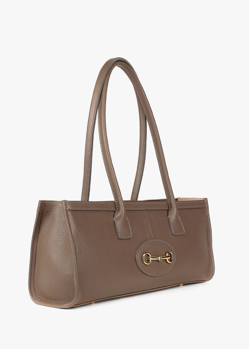 Bolso de mano de piel italiana Gris, Marrón 4088-104-32