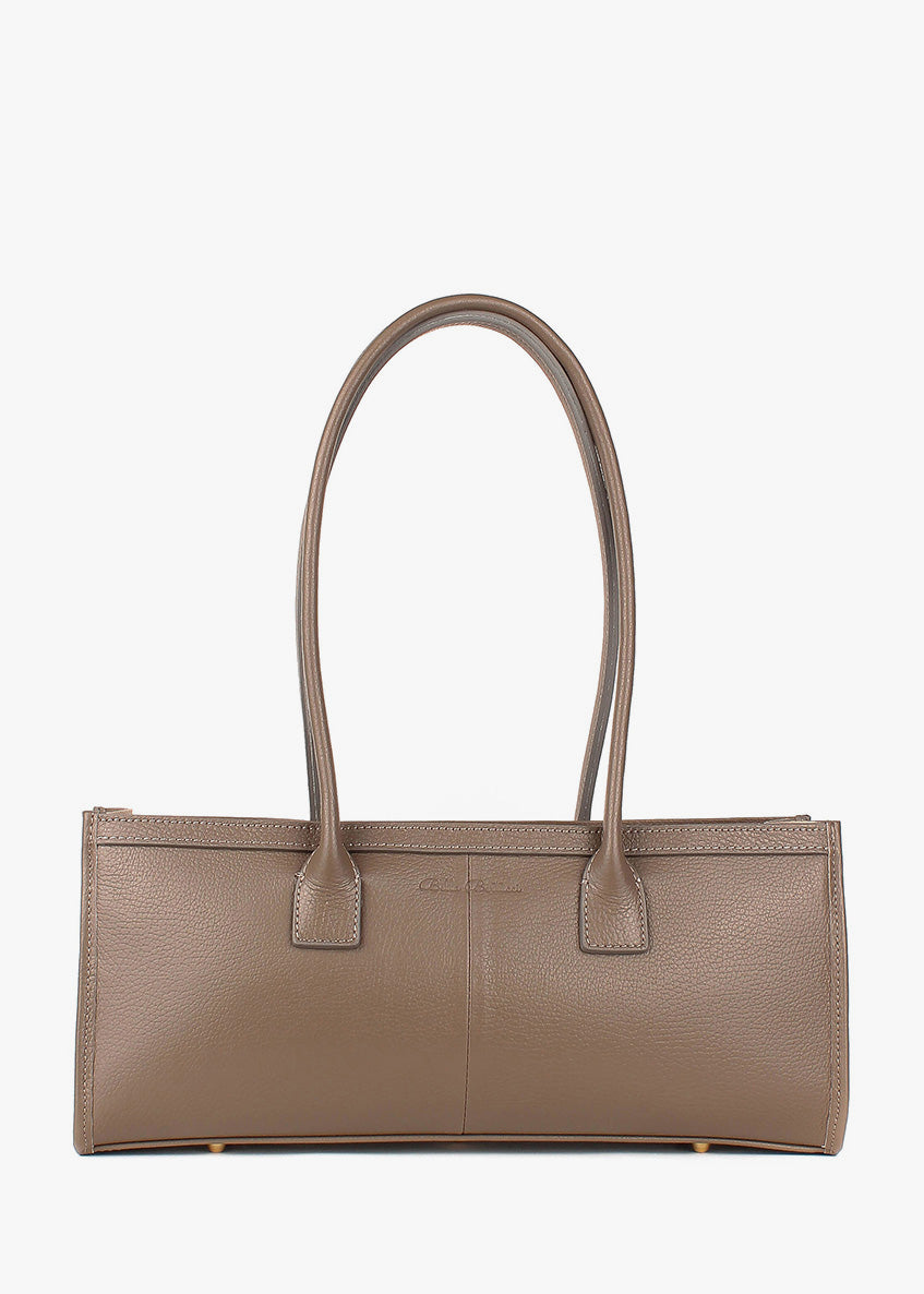 Bolso de mano de piel italiana Gris, Marrón 4088-104-32