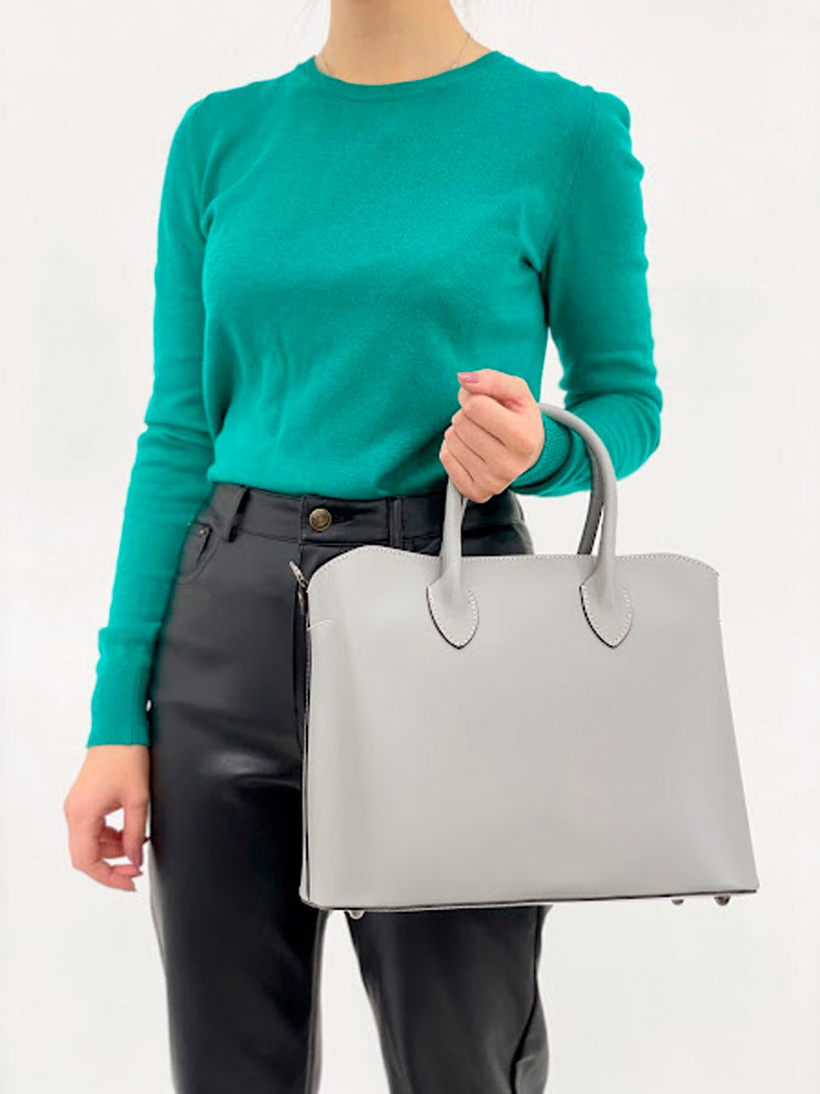 Bolso Tote de piel italiana Plato Gris
