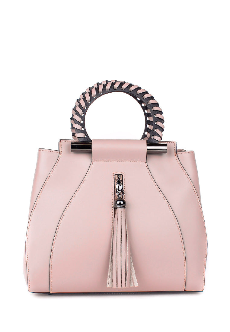 Bolso de mano de piel italiana Organo Beige