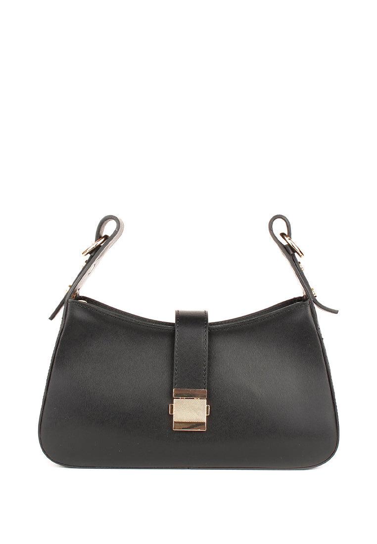 Bolso de hombro de piel italiana Negro 4455-05-33