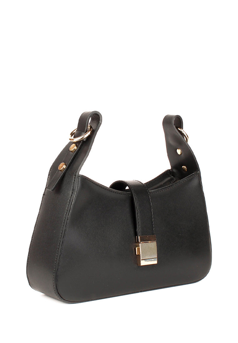 Bolso de hombro de piel italiana Negro 4455-05-33
