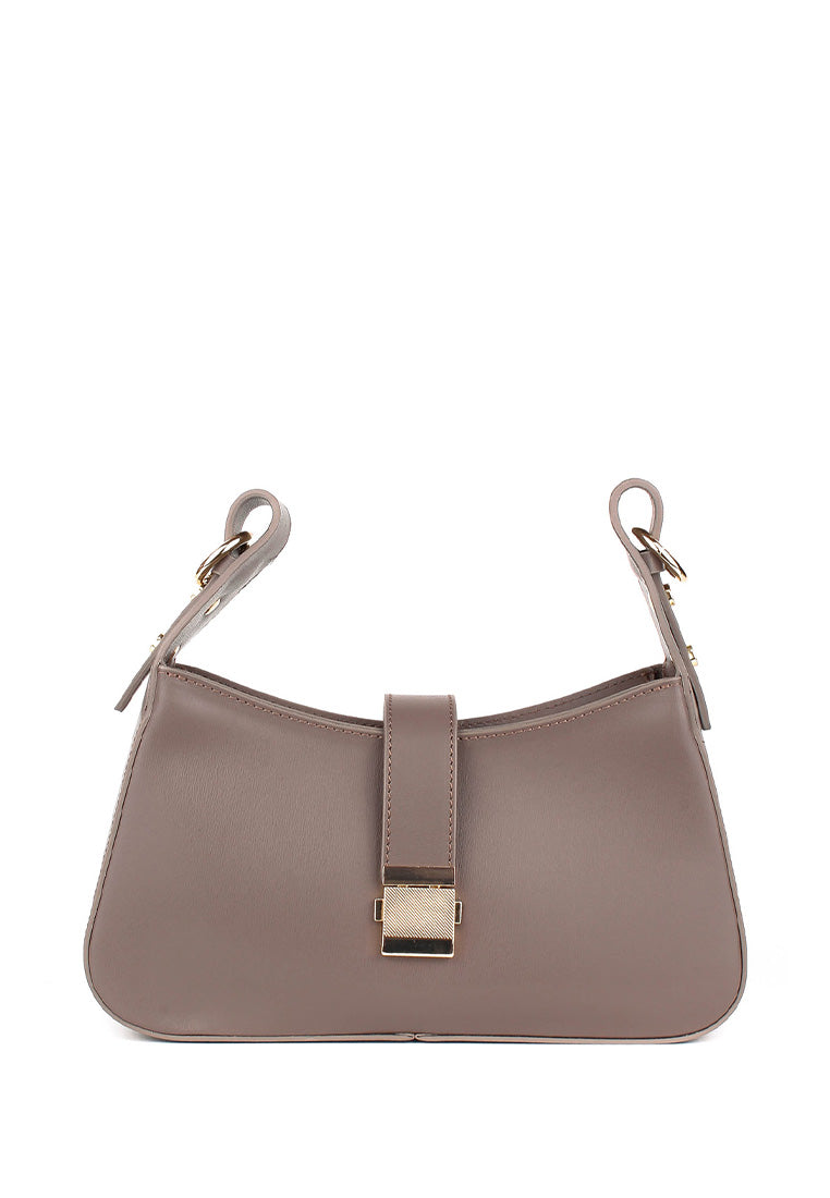 Bolso de hombro de piel italiana Gris, Marrón 4455-104-33