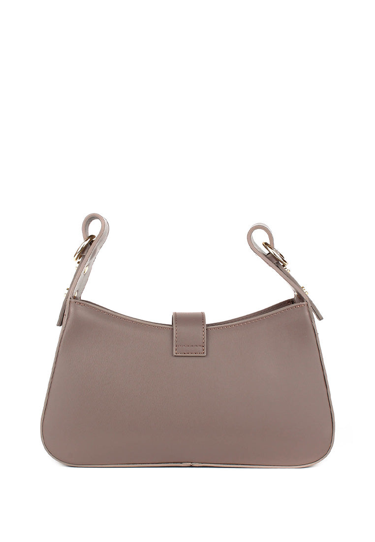 Bolso de hombro de piel italiana Gris, Marrón 4455-104-33