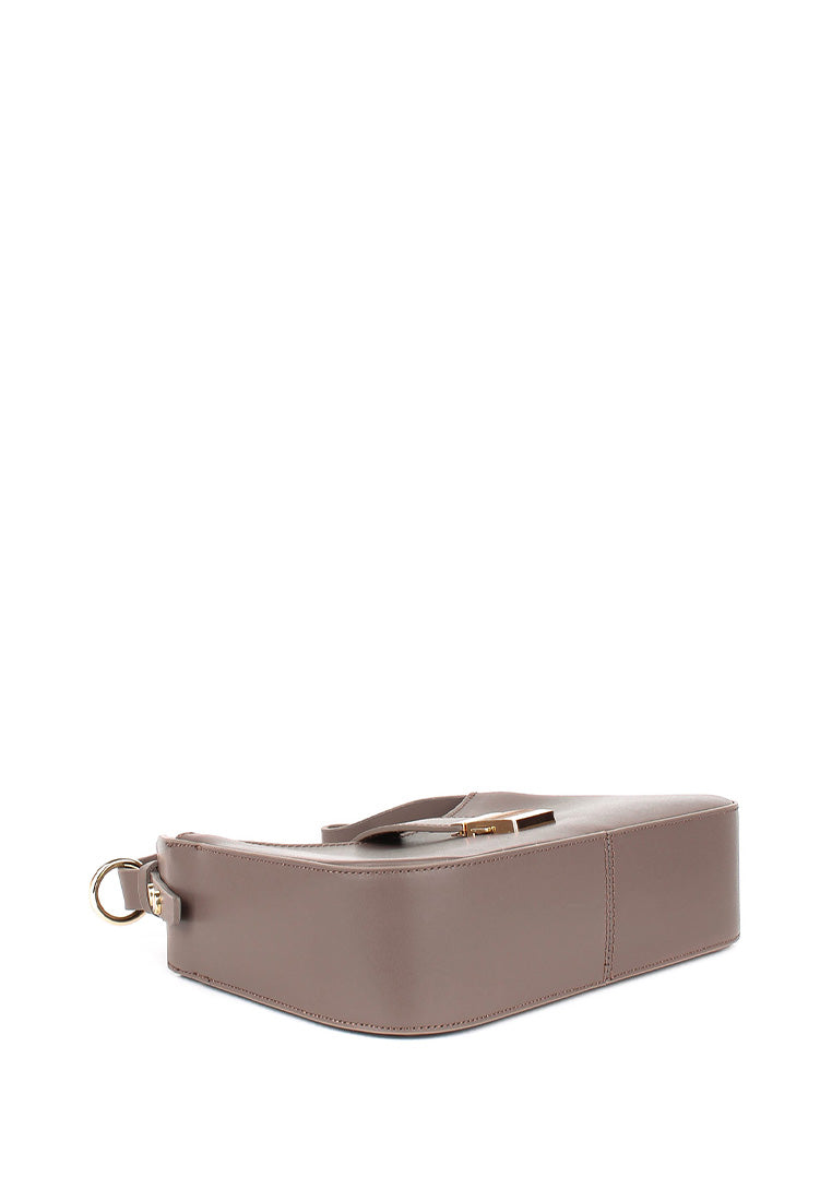 Bolso de hombro de piel italiana Gris, Marrón 4455-104-33