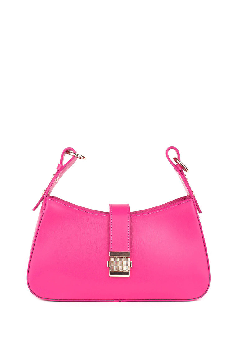 Bolso de hombro de piel italiana Rosa 4455-23-33
