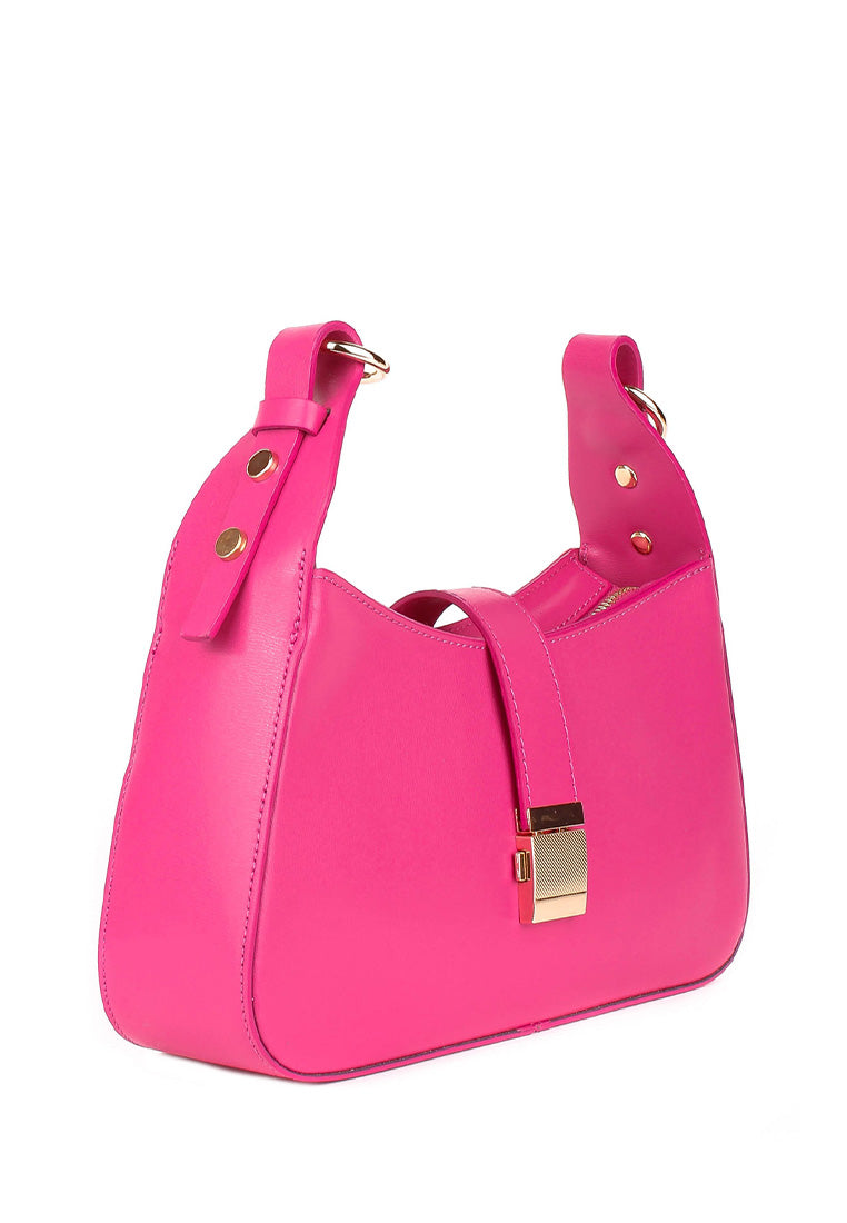 Bolso de hombro de piel italiana Rosa 4455-23-33