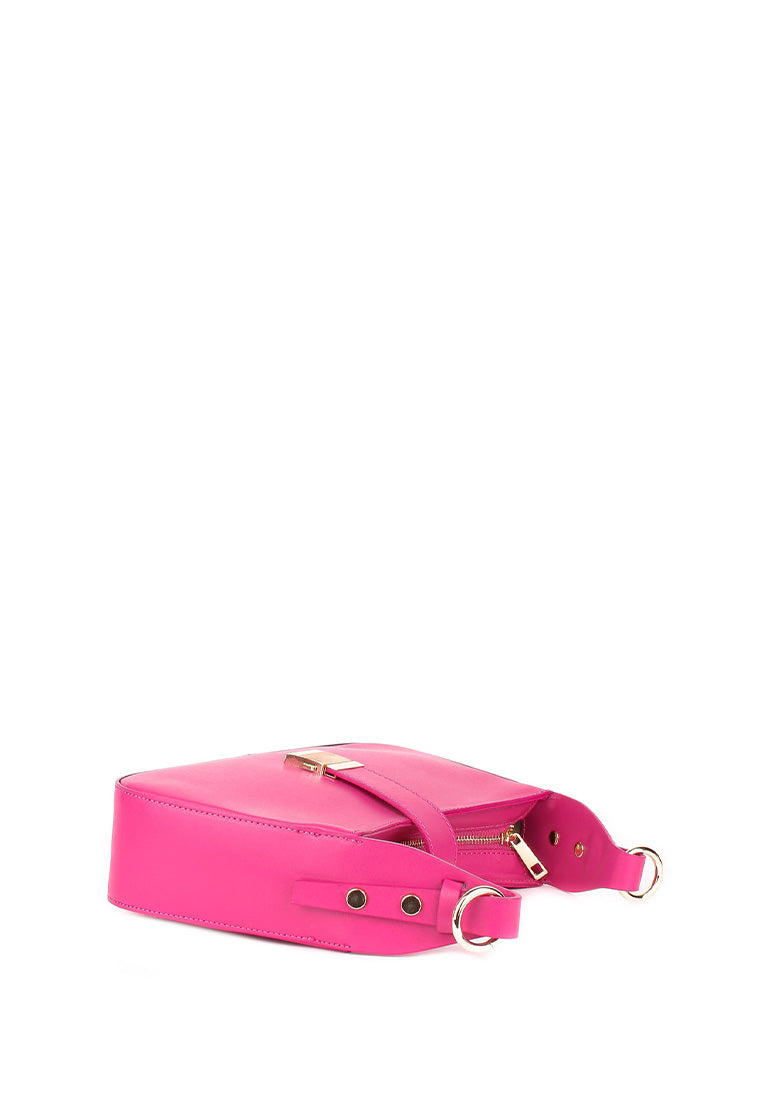 Bolso de hombro de piel italiana Rosa 4455-23-33
