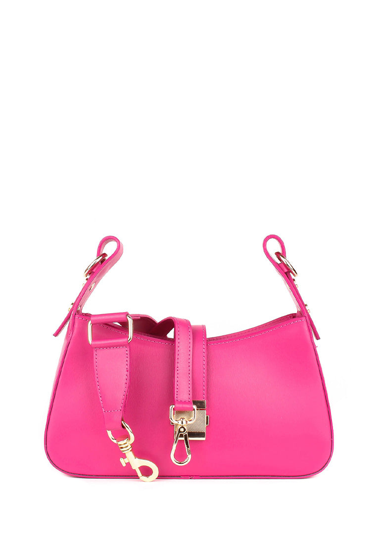 Bolso de hombro de piel italiana Rosa 4455-23-33