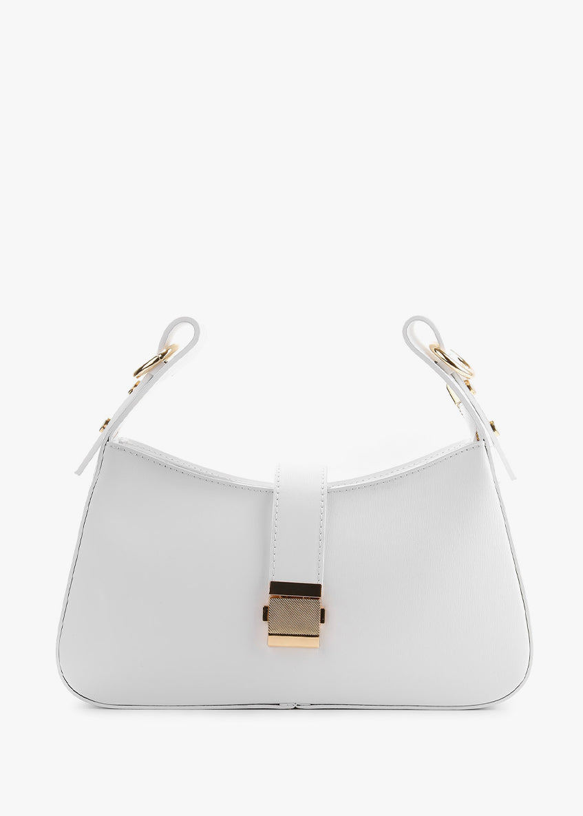 Bolso de hombro de piel italiana Blanco 4455-16-33