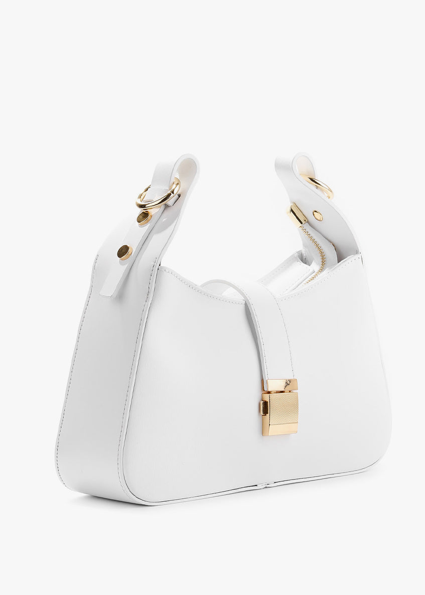 Bolso de hombro de piel italiana Blanco 4455-16-33