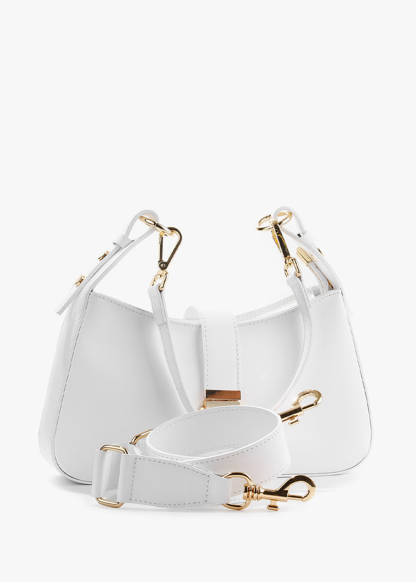 Bolso de hombro de piel italiana Blanco 4455-16-33