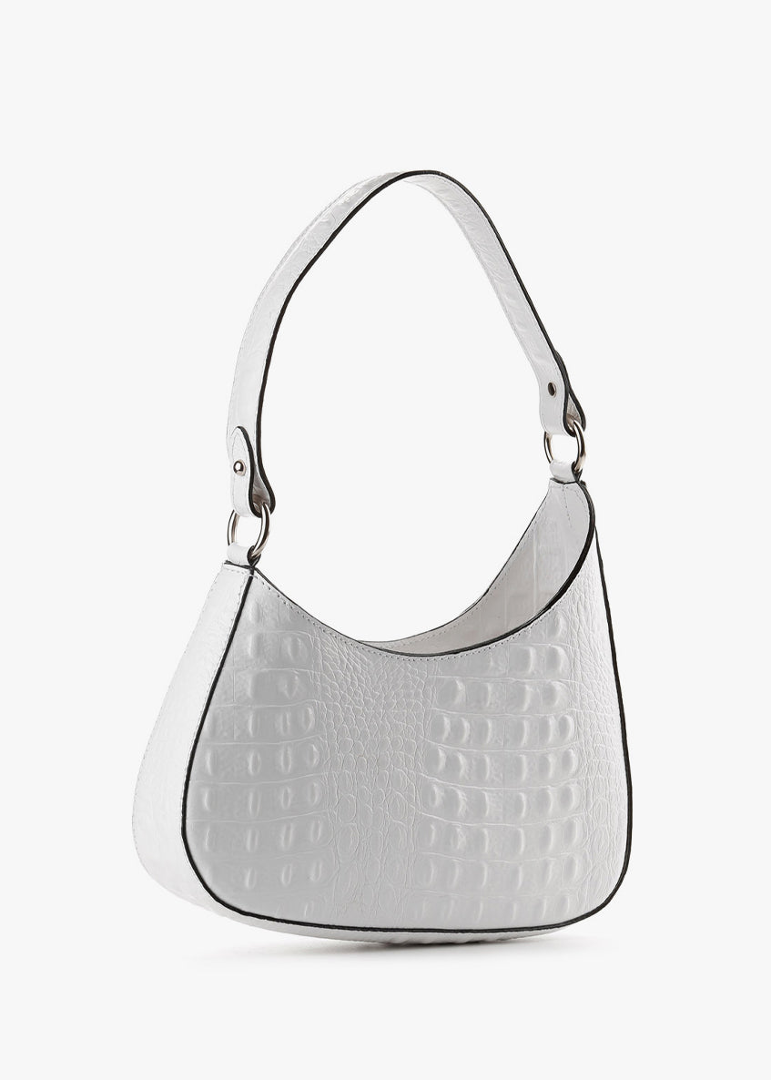 Bolso de hombro de piel italiana Blanco 8027-16-36