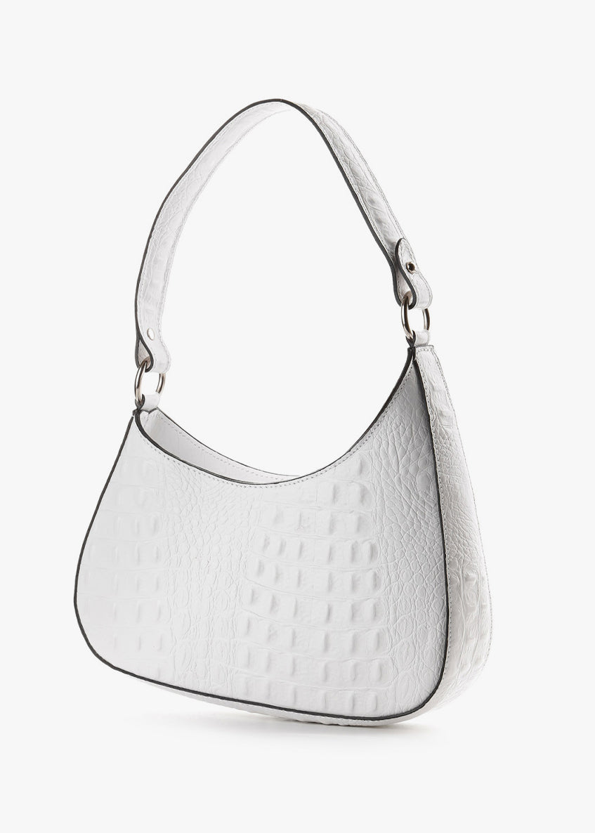 Bolso de hombro de piel italiana Blanco 8027-16-36