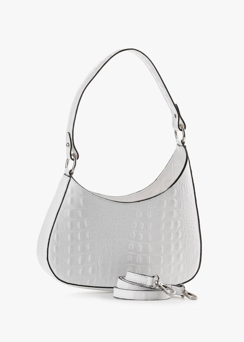 Bolso de hombro de piel italiana Blanco 8027-16-36