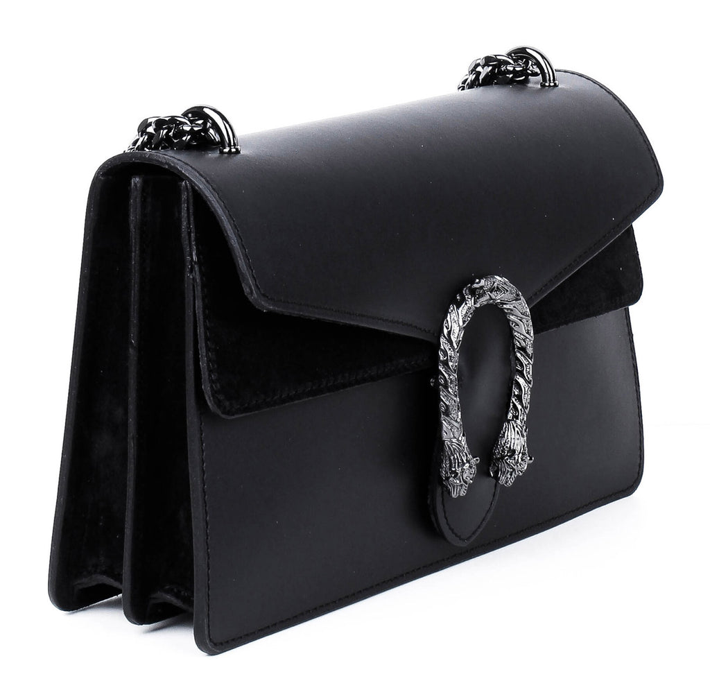 Bandolera de piel italiana Negro 9639-05-31