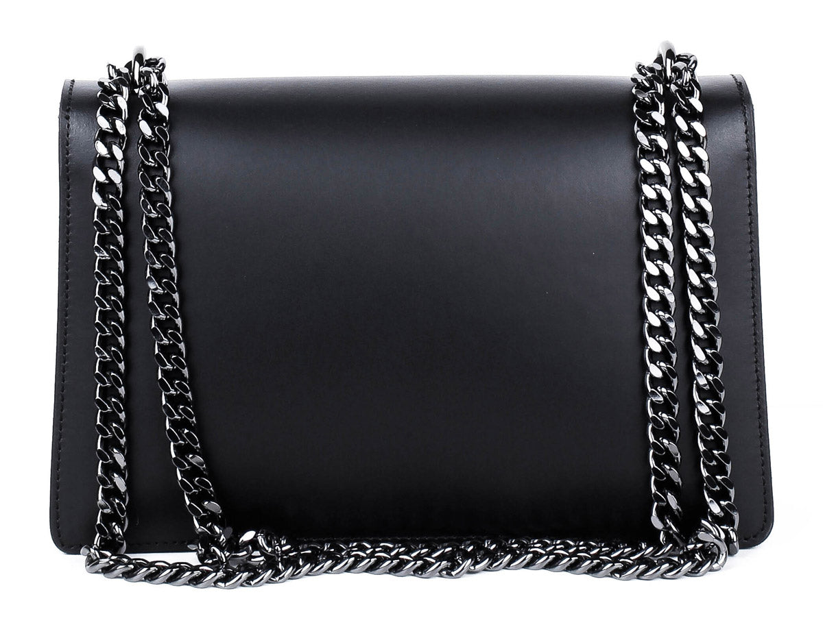 Bandolera de piel italiana Negro 9639-05-31