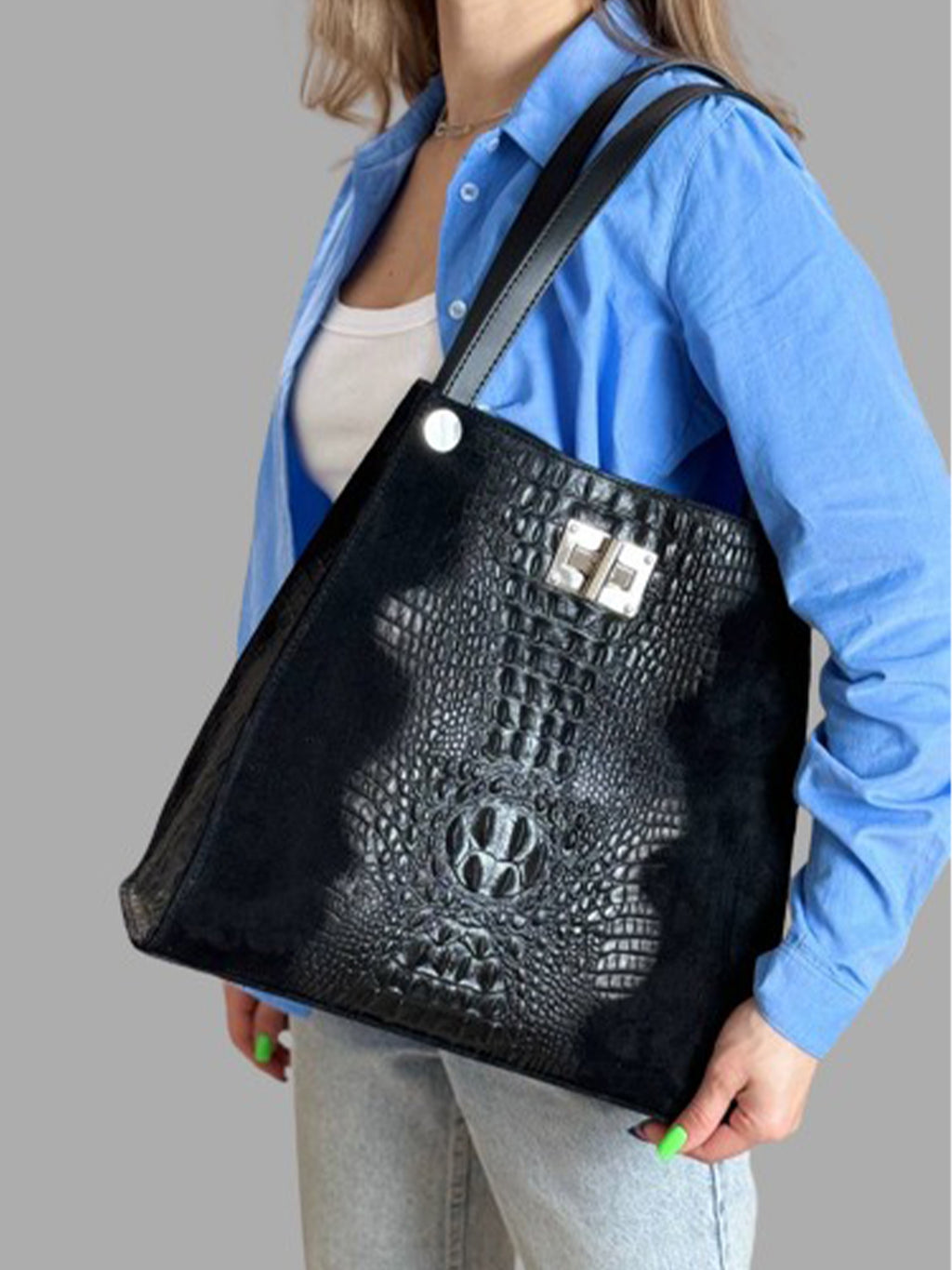 Shopper de piel italiana Negro 4004-05-36