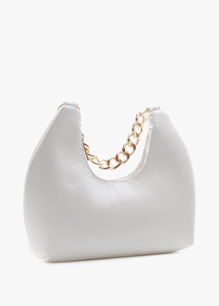 Bolso de hombro de piel italiana Blanco 3355-16-32