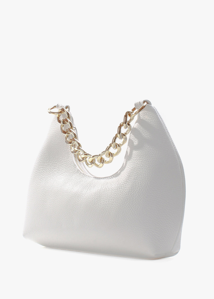 Bolso de hombro de piel italiana Blanco 3355-16-32