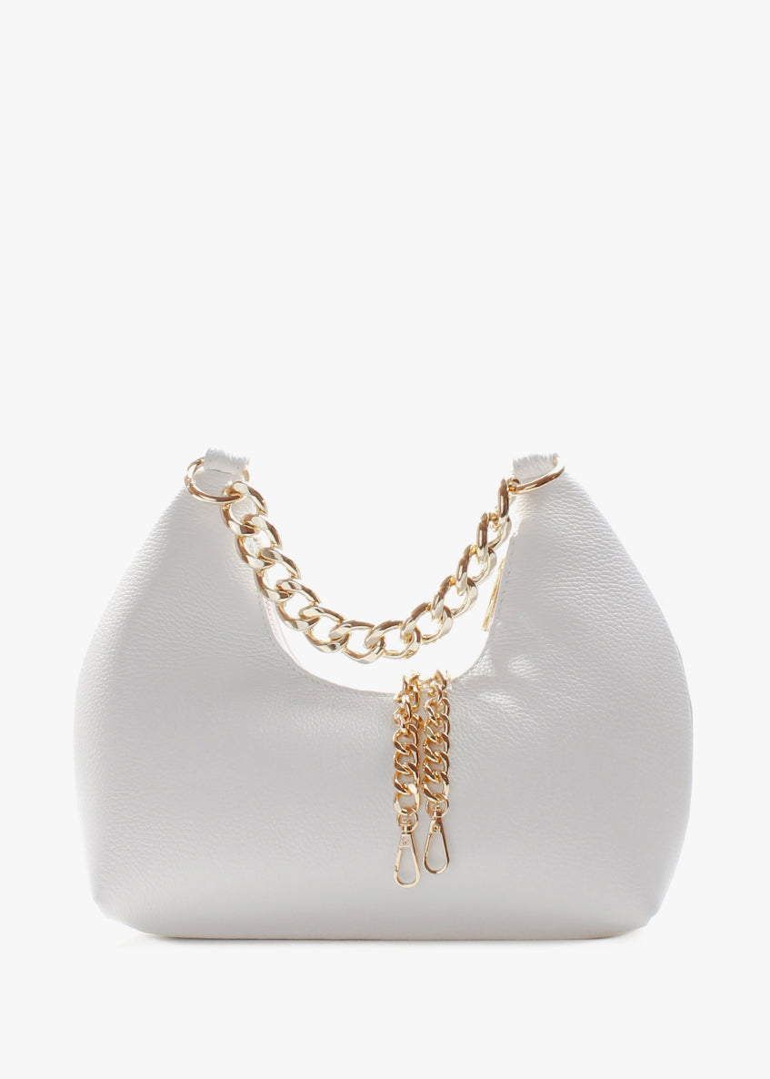 Bolso de hombro de piel italiana Blanco 3355-16-32