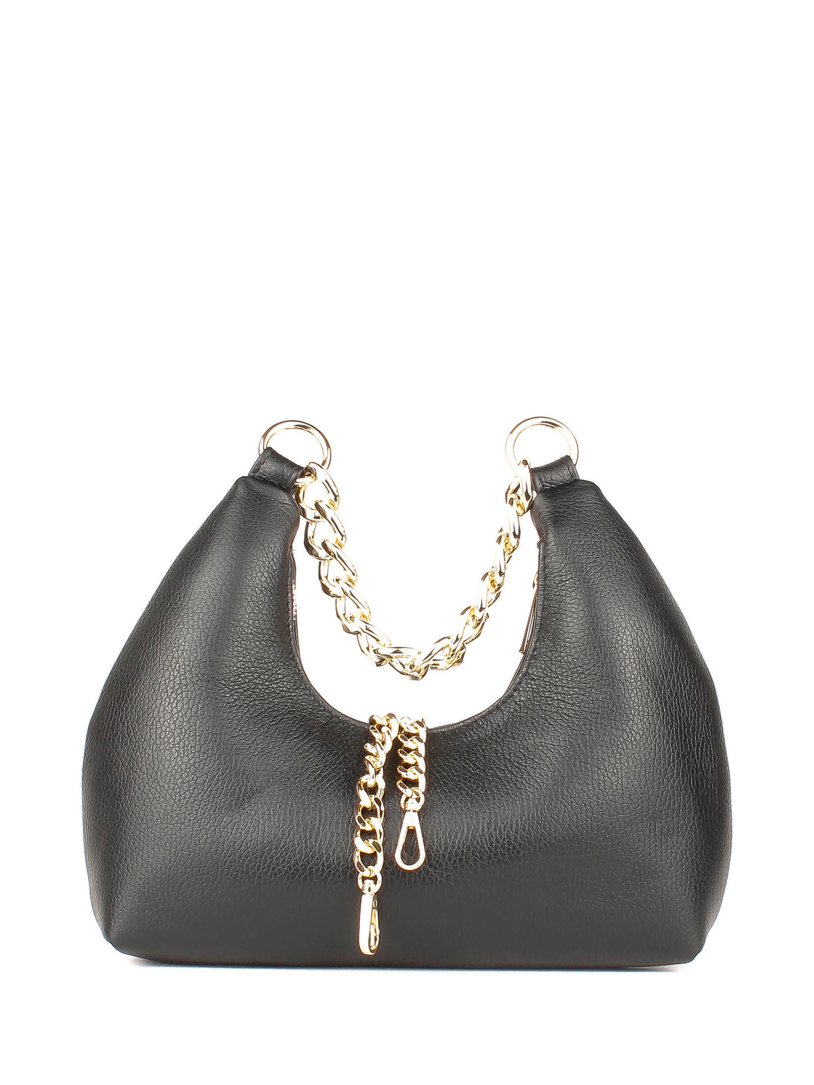Bolso de hombro de piel italiana Negro 3355-05-32