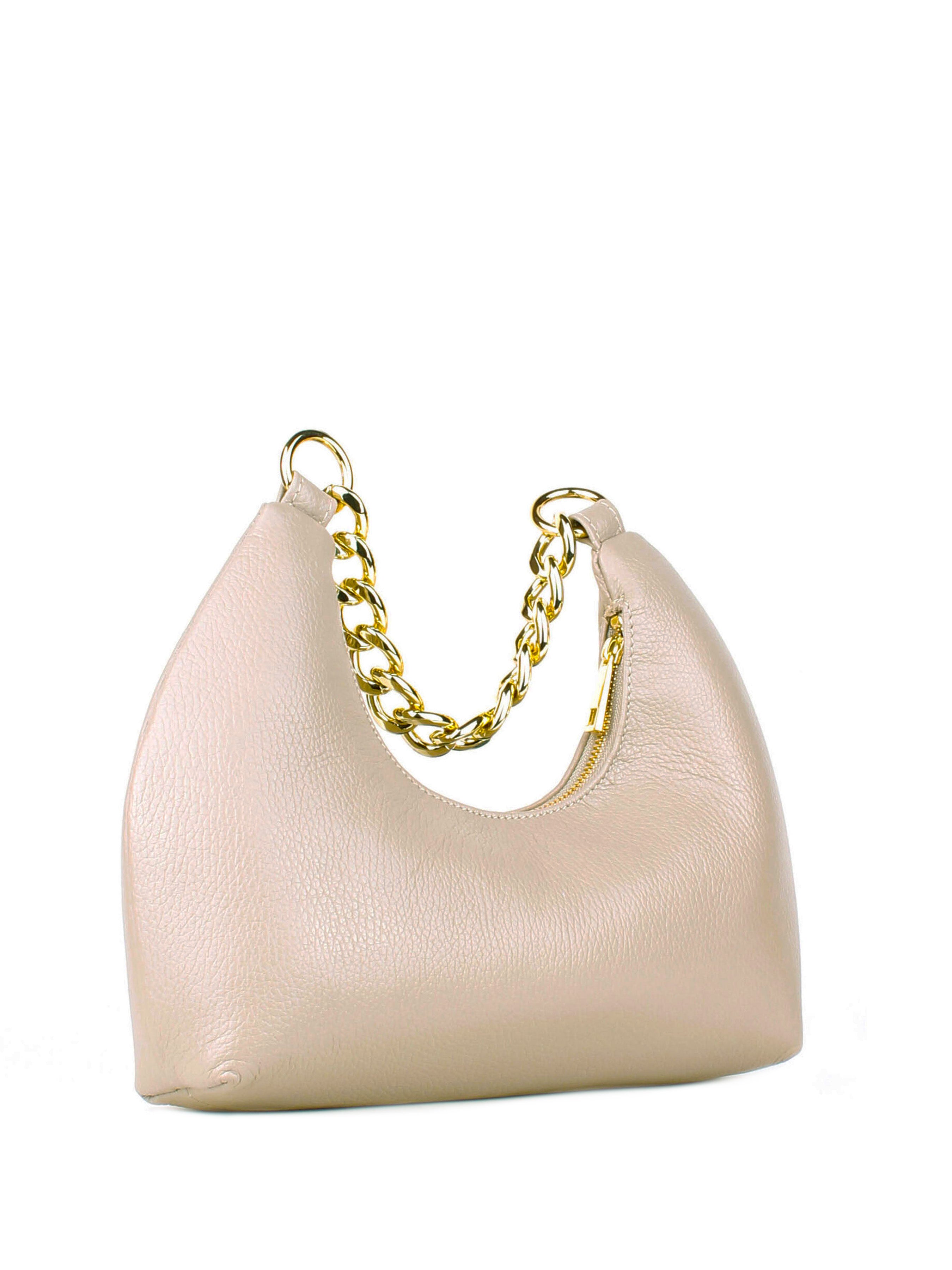 Bolso de hombro de piel italiana Beige 3355-11-32