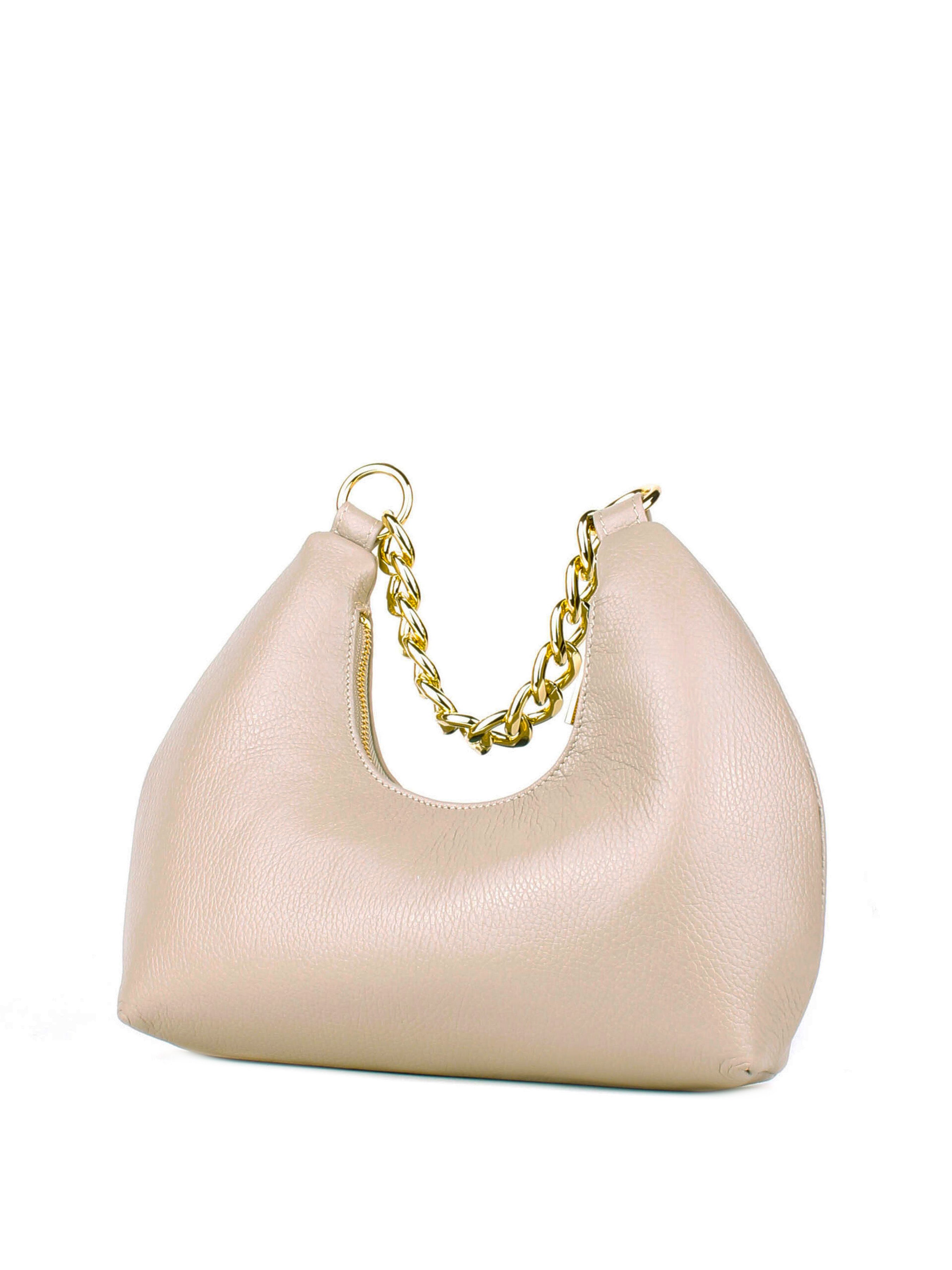 Bolso de hombro de piel italiana Beige 3355-11-32
