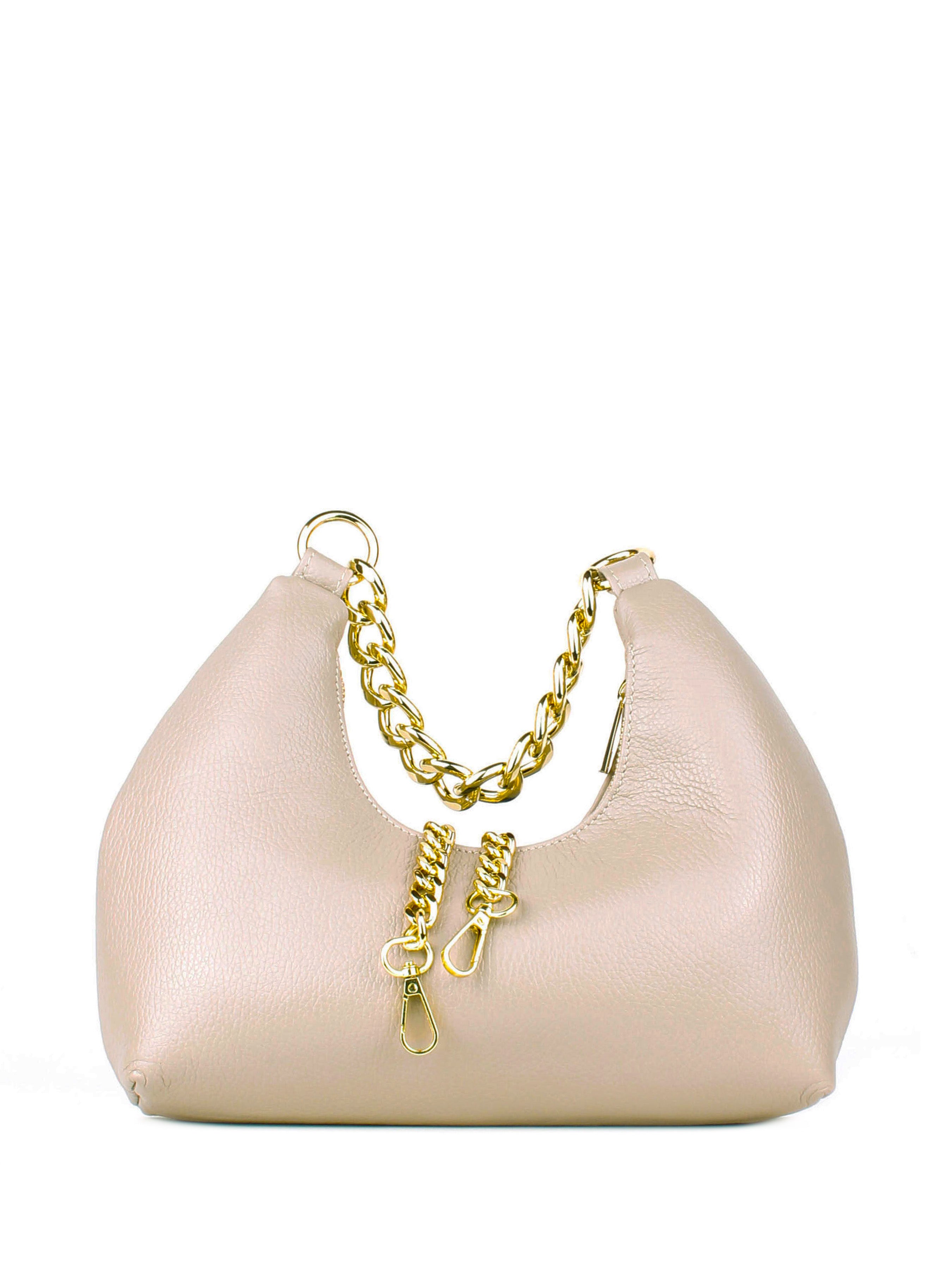 Bolso de hombro de piel italiana Beige 3355-11-32