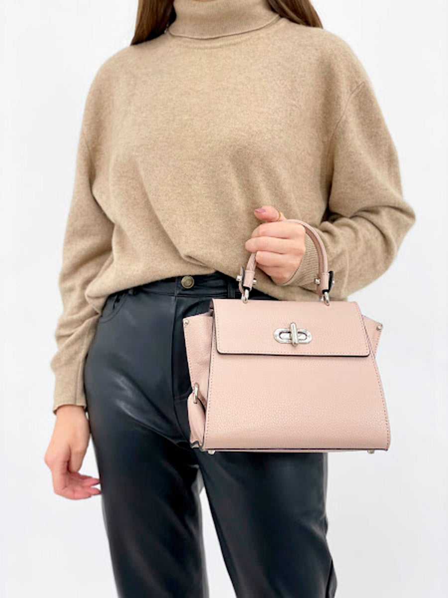 Bolso de mano de piel italiana GRAVE Beige