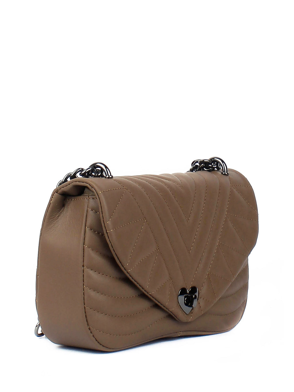 Bandolera de piel italiana Gris, Marrón 3388-104-37