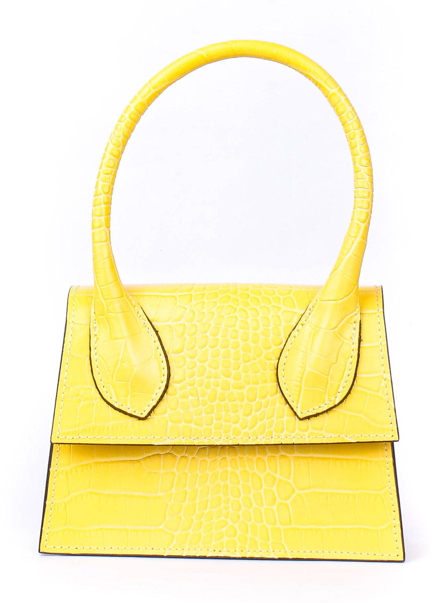 Bolso de mano de piel italiana Amarillo 2908-15-36