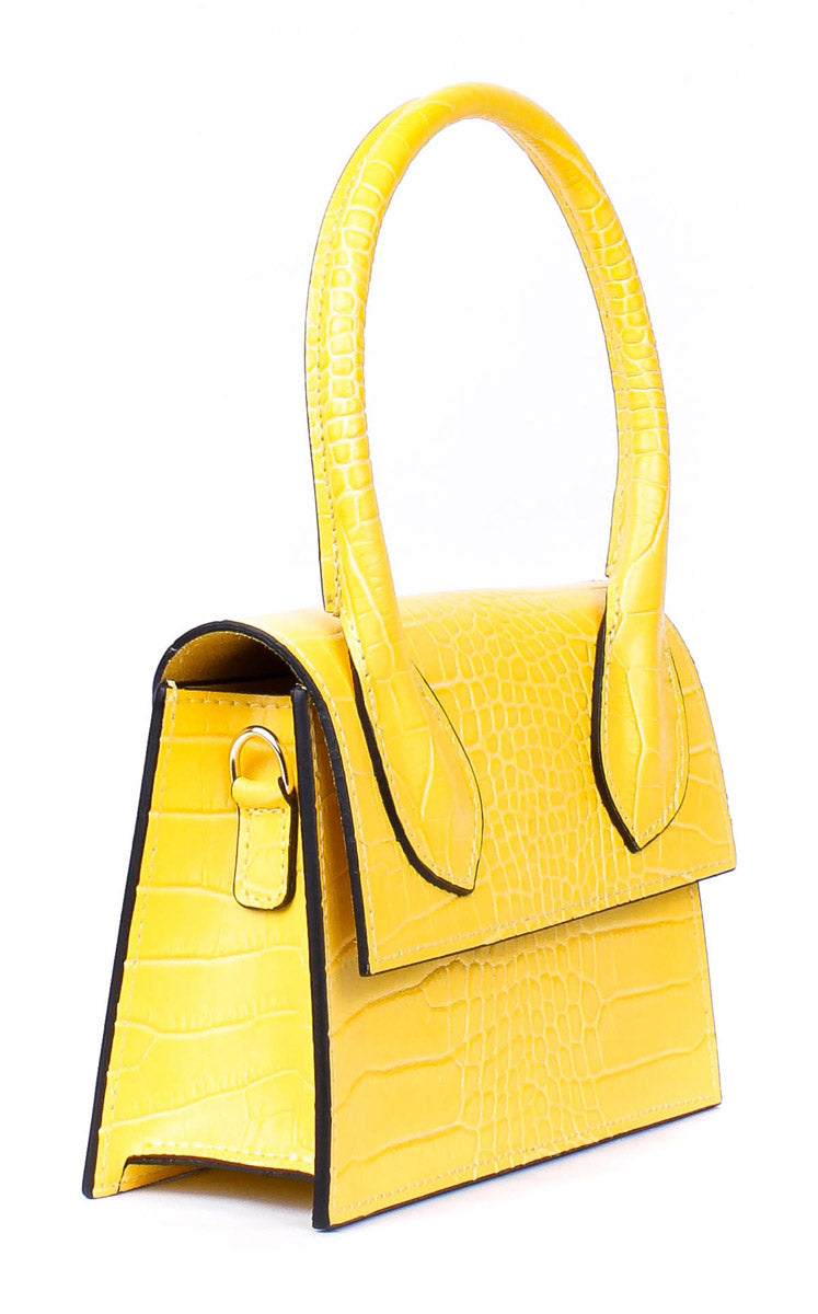Bolso de mano de piel italiana Amarillo 2908-15-36