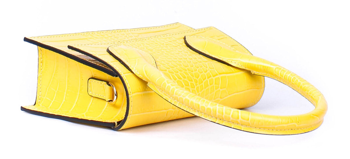 Bolso de mano de piel italiana Amarillo 2908-15-36