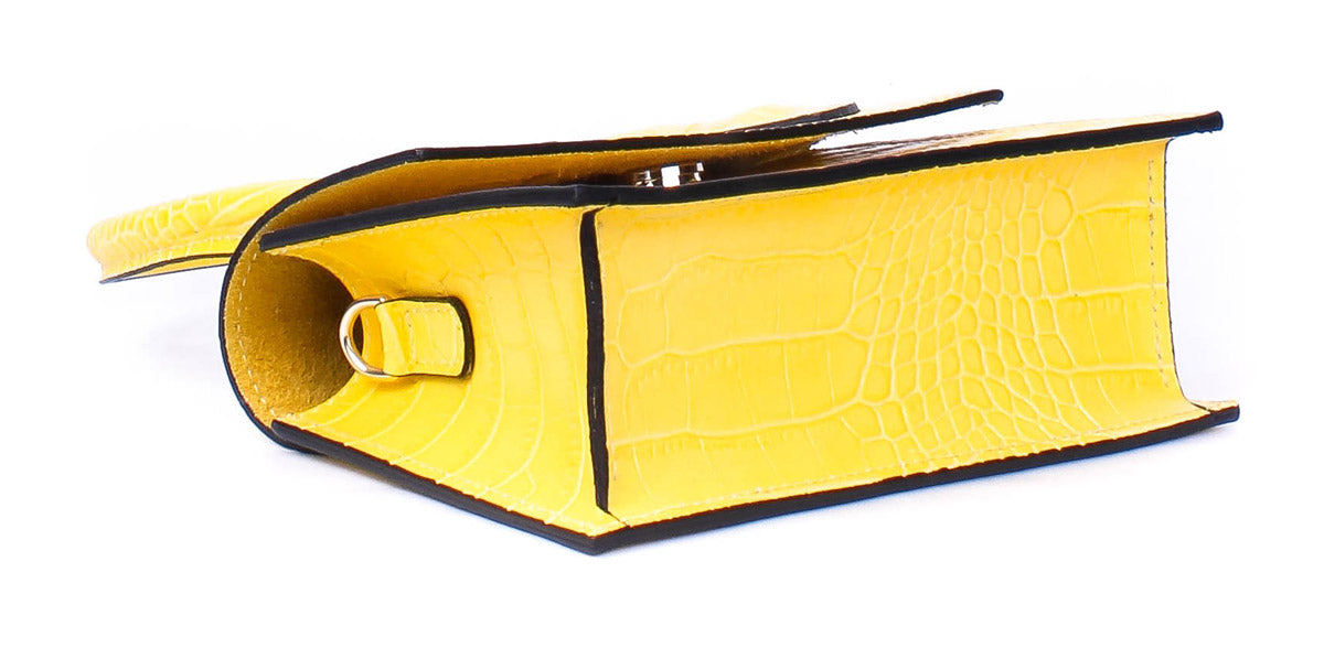 Bolso de mano de piel italiana Amarillo 2908-15-36
