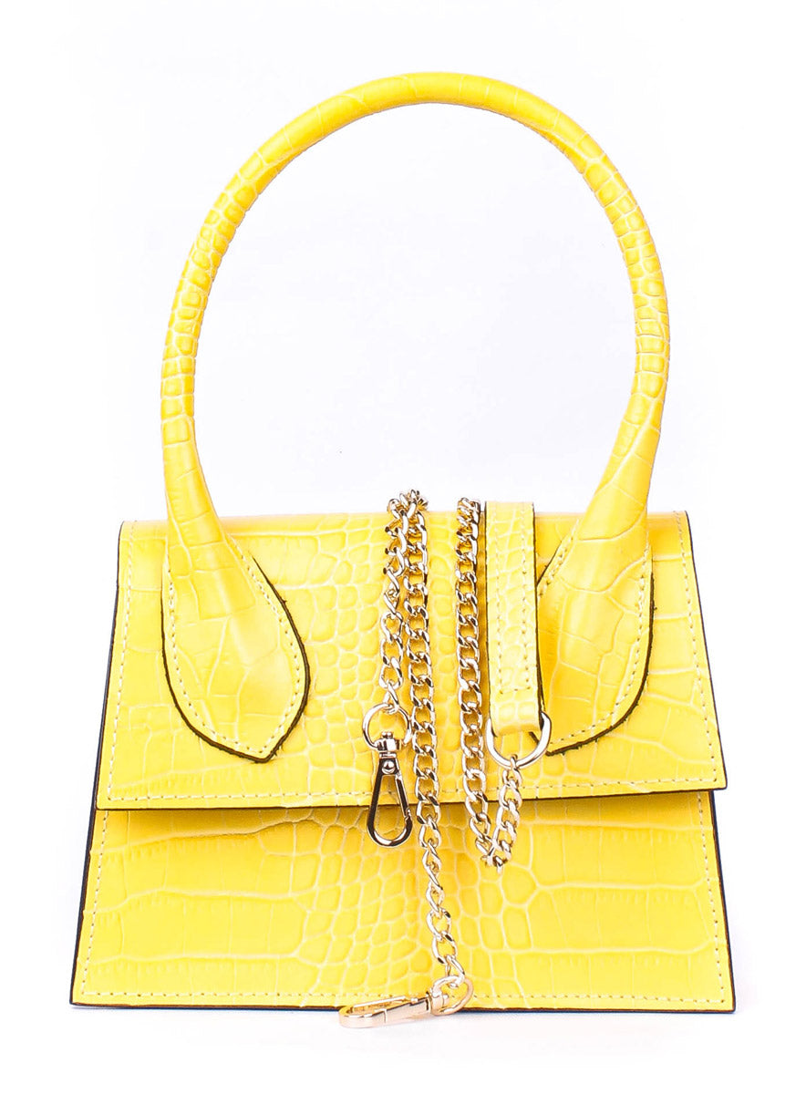 Bolso de mano de piel italiana Amarillo 2908-15-36