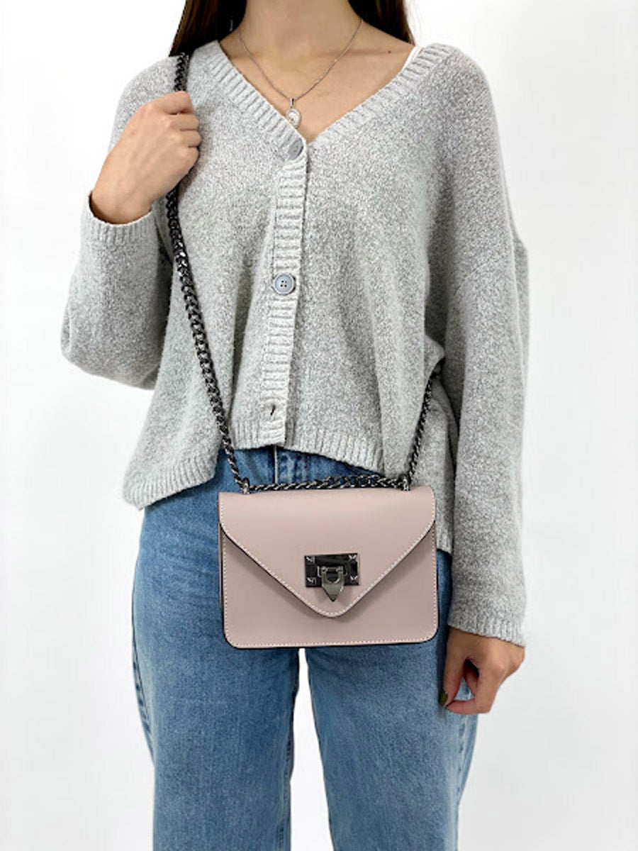 Bandolera de piel italiana Gris 2108-52-31