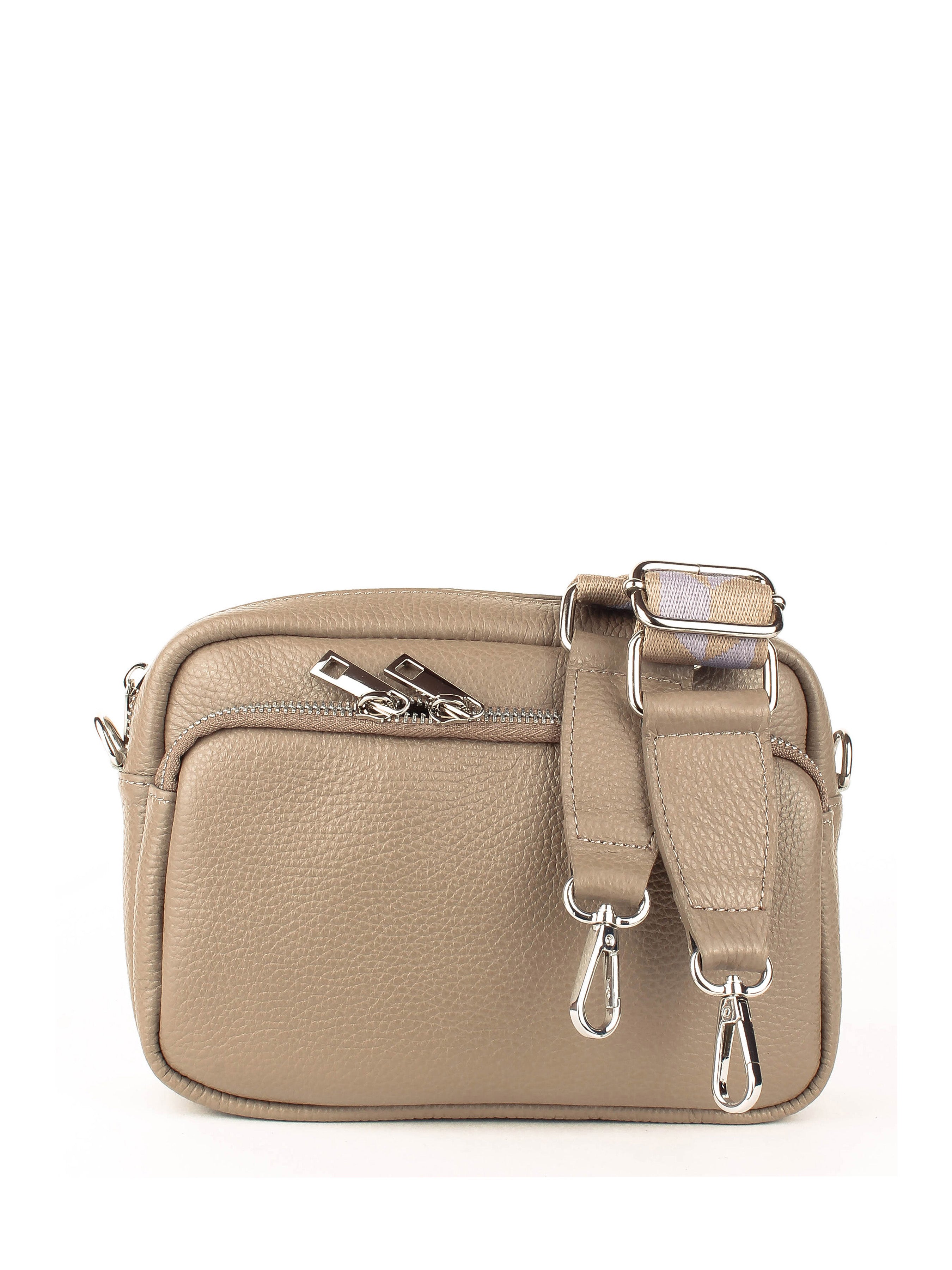 Bandolera de piel italiana Gris, Marrón 3227-104-32