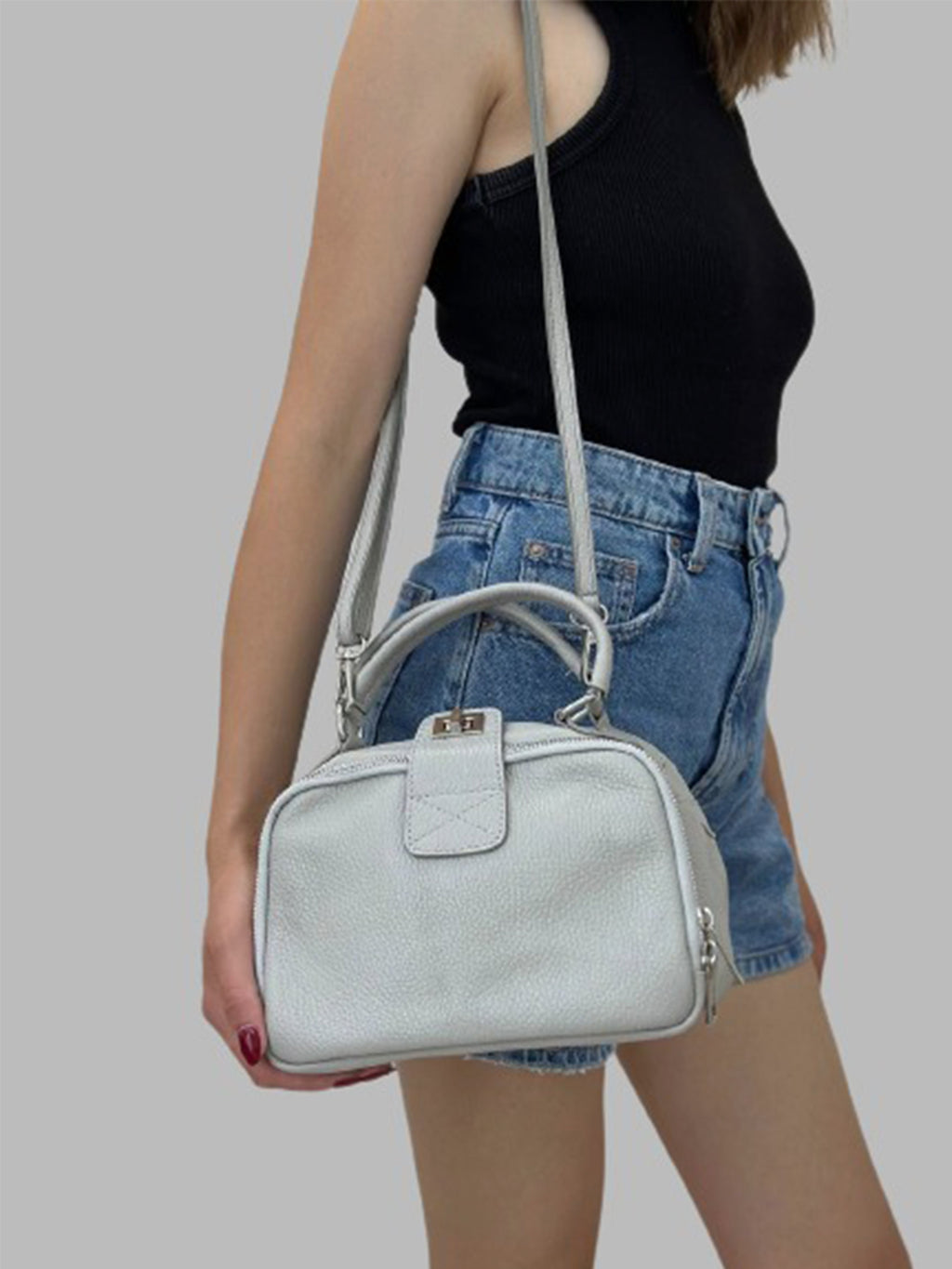 Bolso de mano de piel italiana ARMSTRONG Gris