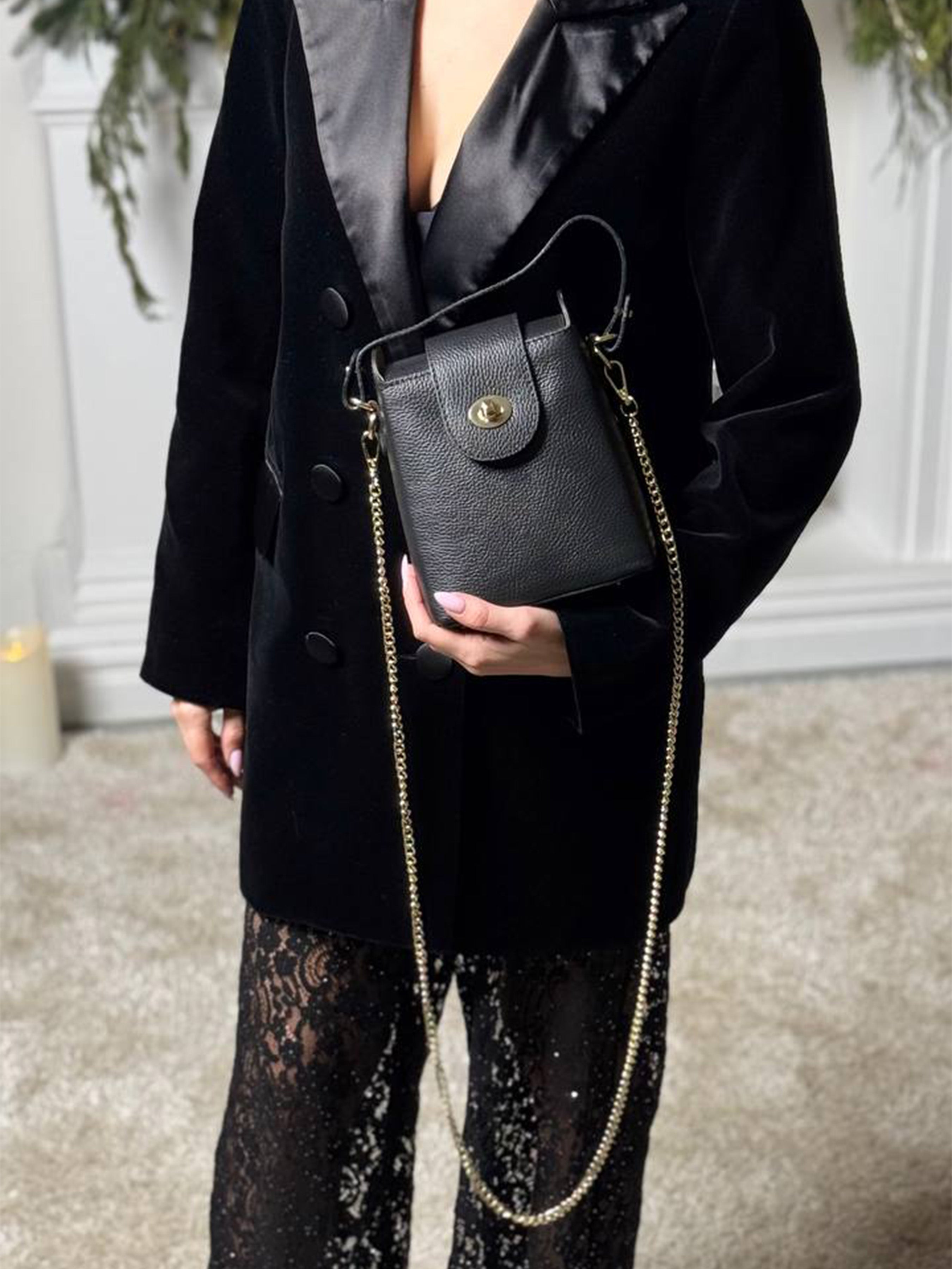 Bandolera de piel italiana Negro 8811-05-32