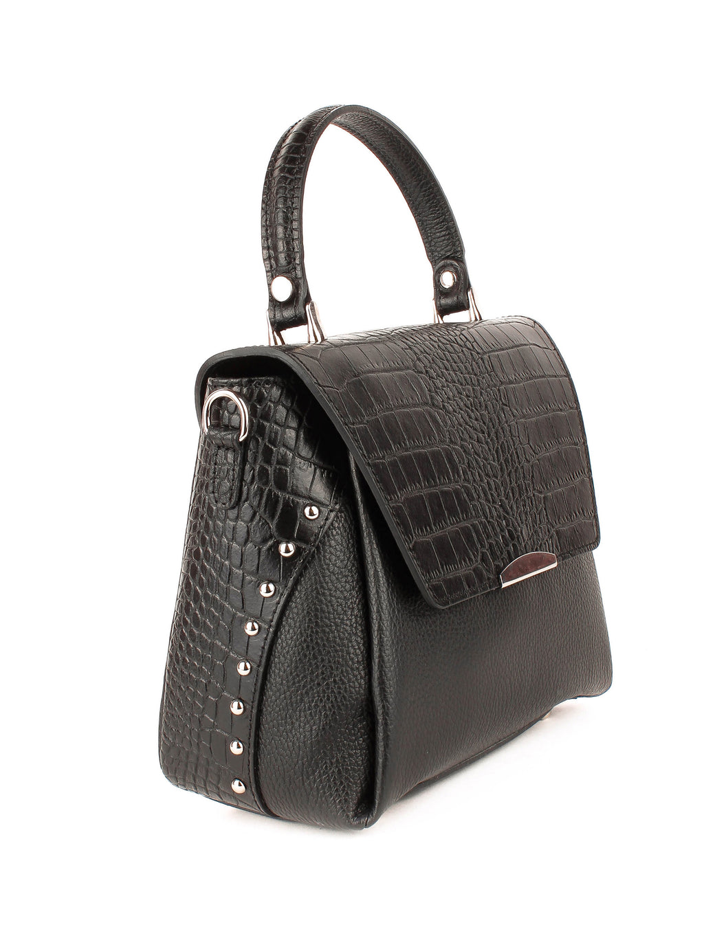 Bolso de mano de piel italiana Negro 6399-05-101