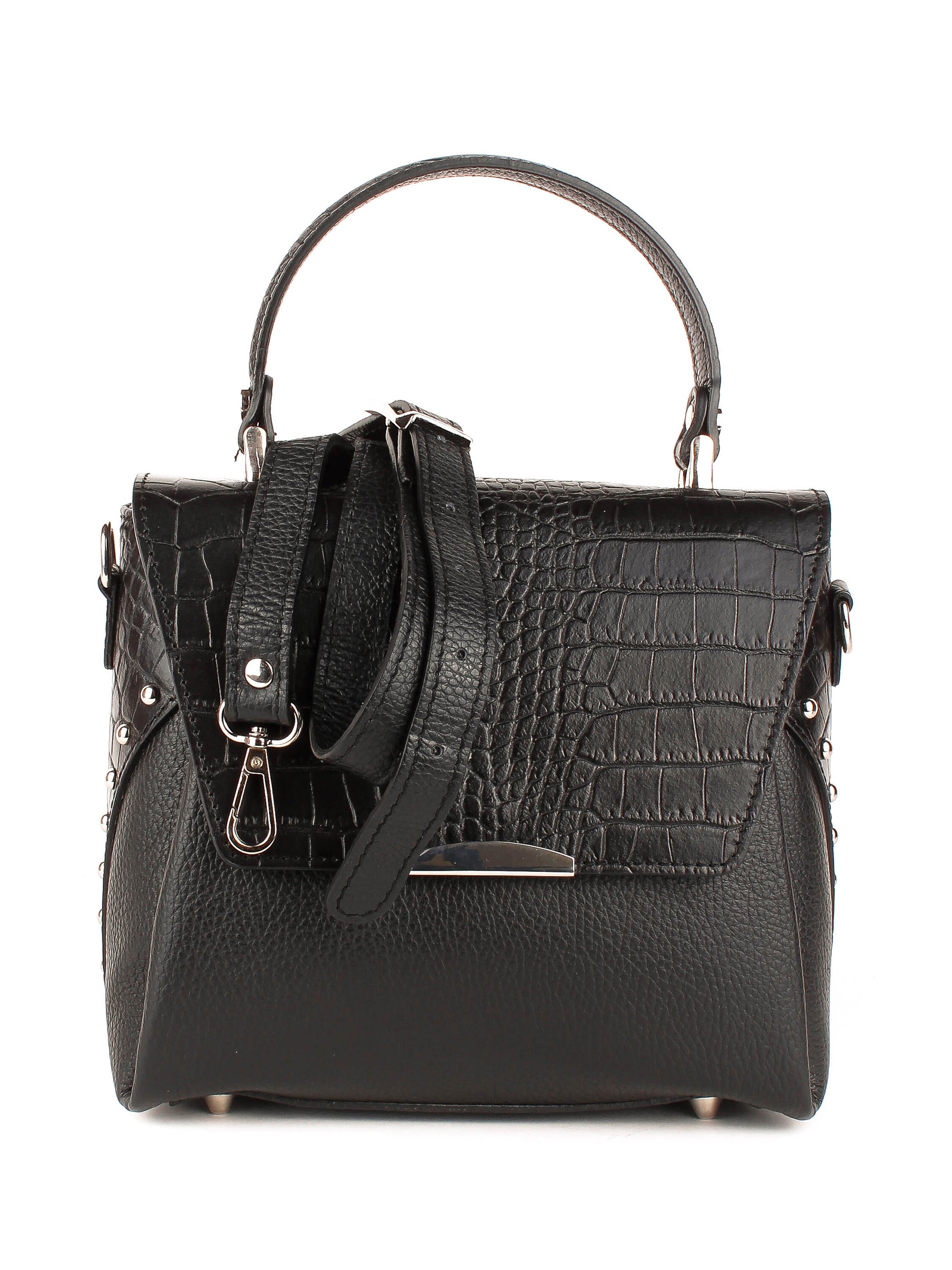 Bolso de mano de piel italiana Negro 6399-05-101